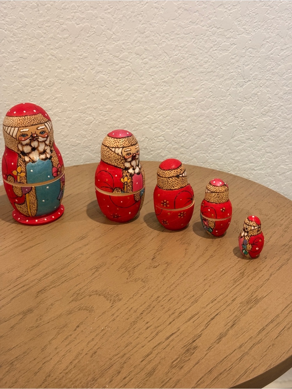 Hand-Painted Santa Matryoshka Nesting Dolls‎ - Red